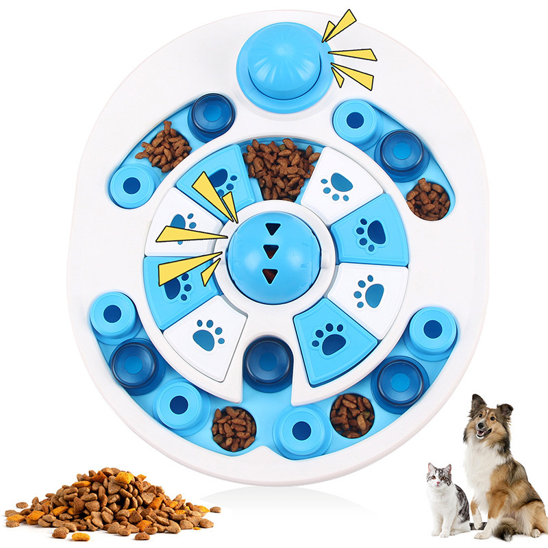 Blue interactive dog puzzle feeder