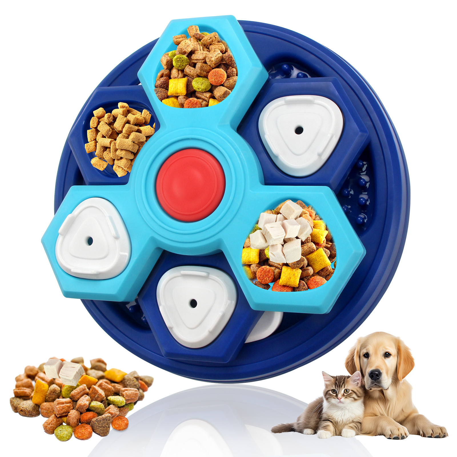 Triangular dog puzzle feeder